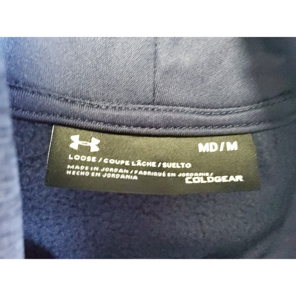 Under Armour Storm Coldgear Adult Mens Loose Fit Blue Pullover Hoodie Sweatshirt - Picture 5 of 7